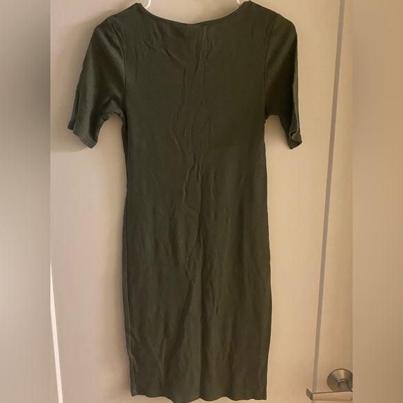 Olive green Cotten dress. - Picture 3 of 5